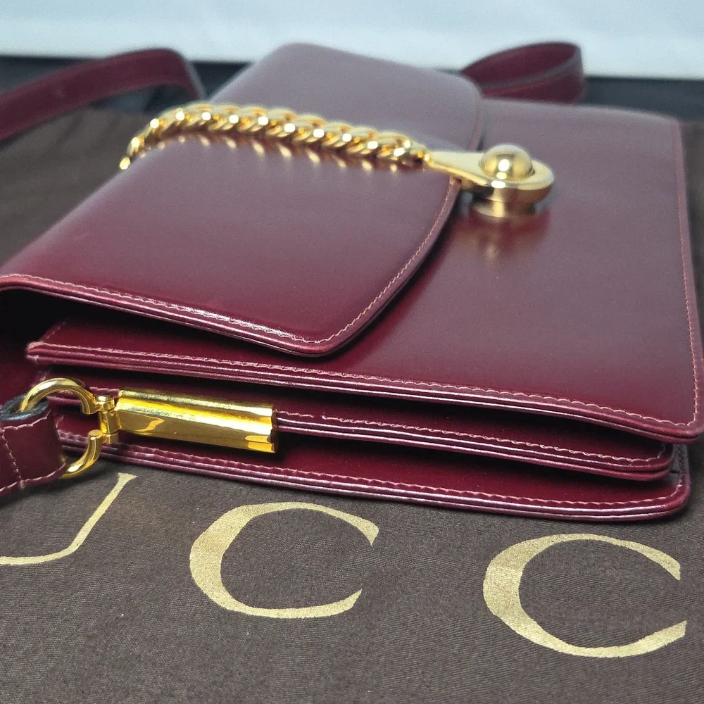 Gucci Boutique 1970s RARE  Bordeaux Leather 2way Bag Very limited Production - Picture 15 of 17